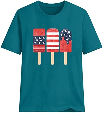 חולצות יום העצמאות נשים קיץ צמרות מגניבות חולצת טריקו גרפית מצחיקה חולצות חמודות חמודות שרוול