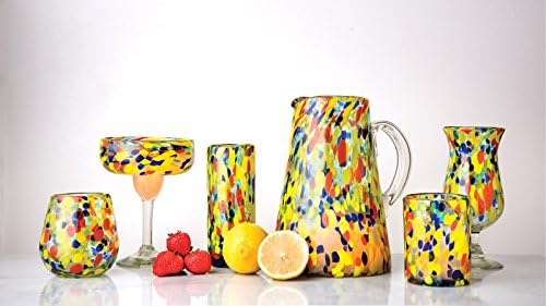 Amici Home ,, Carnaval Margarita זכוכית שתייה, חרוזים אטומים מוטבשים, מחזורים ממוחזרים ביד מלאכותיים מלאי