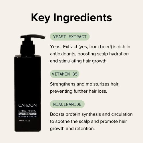 מרכך צמיחת שיער לגברים מאת קרדון, מניעת שיער דליל ונשירת שיער עם ניאצינאמיד וויטמין ב5 לקרקפת בריאה, טיפוח