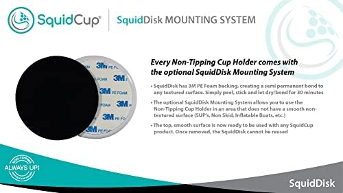 SquidCup שאינו מפותל כוס אוניברסלית ניידת, פחית ומחזיק בקבוקים לסירות, כולל הר SquidDisk לכל המשטחים
