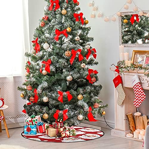 Visesunny Santa Claus דפוס אדום מחצלת עץ חג המולד מחצלת עץ עץ עץ עץ מחצלת עץ חג המולד מגן רצפה סופג