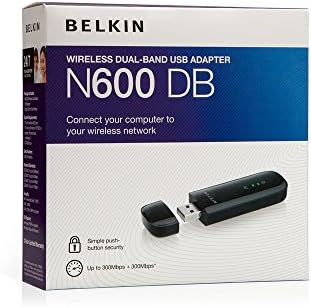BELKIN N600 DB F9L1101 מתאם USB אלחוטי כפול, עד 300 מגהביט לשנייה מהירות