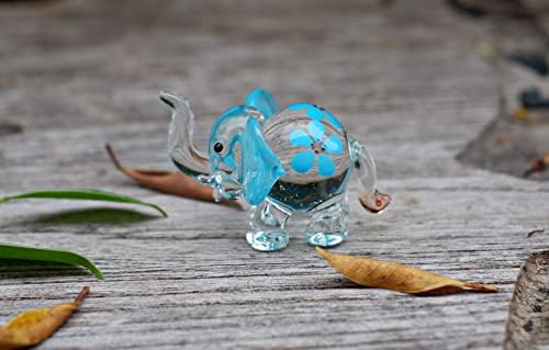 1shopforyou זכוכית תינוק כחול פיל מיני זכוכית זכוכית חיה חיה חוות פיצליות מיניאטורות יד מפוצצות