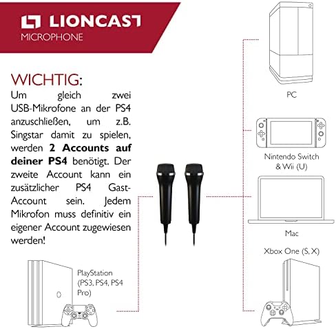 צמד מיקרופונים USB אוניברסליים של USB התואמים למשחקי מחשב וקריוקי; תואם ל- Wii, PS5/PlayStation 5, PS4 ו- PC