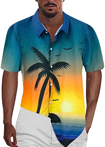קיץ גדול חולצות לגברים גברים של קצר שרוול חולצה טרופי הדפסה מזדמן כפתור למטה אלוהה גברים חולצה
