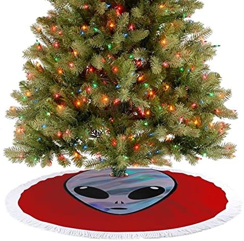 חצאית עץ חג המולד של חלל חייזרים לקישוטים למסיבות חג עם תחרה ציצית