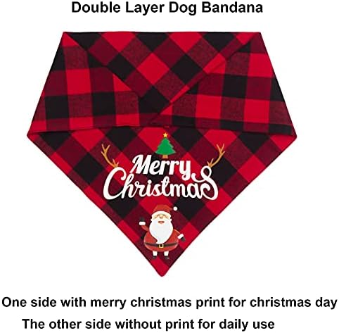 2 חבילה כלב בנדנה חג המולד אדום ירוק משובץ כלב צעיף משולש ליקוק מטפחת כלב חג המולד אביזרי סנטה איש שלג החג שמח