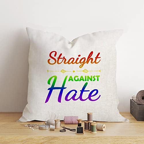ישר נגד שנאה לזרוק כרית כיסוי כרית ביום האהבה מארז פנסקסואלי טרנסג'נדר LGBTQ הומוסקסואלים כרית קשת מכסה