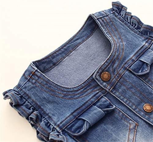 בוץ ממלכת ג ' ינס אפוד לילדות קטנות כפתור למטה שרוולים הלבשה עליונה דש רטרו קרע