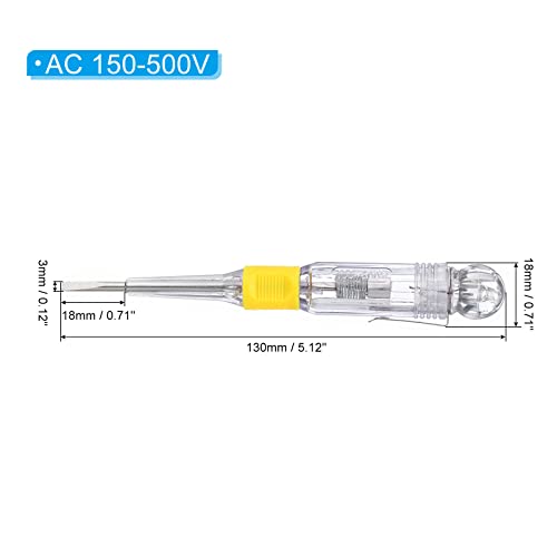 בודק מתח מתח פטיקיל AC 150-500V מגע גלאי חשמלי גלאי חשמלי עט בודק מברג עם צינור ניאון, ברור, חבילה של