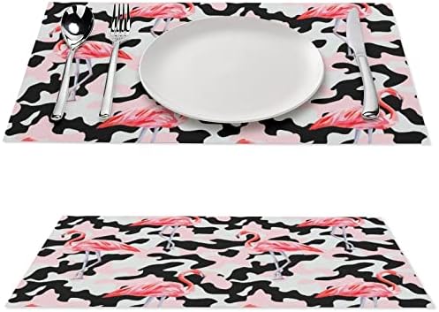 מחצלת שולחן ארוחת ערב פלסטו פלמינגו ורוד 17.7 x 11.8 מלבן כיסוי כרית שולחן PVC מלבן