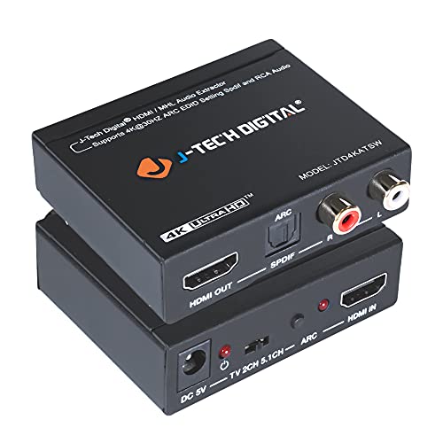 J-Tech דיגיטלי 4K30 HDMI Audio Extractor HDMI ARC ממיר SPDIF + RCA פלט HDCP1.4 תואם ל- DOLBY DIGITAL/DTS