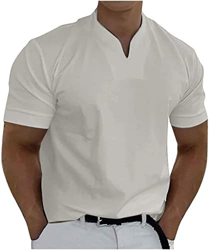 חולצות שרוול קצר לגברים 2023 חולצות קיץ מזדמנים בצבע אחיד עם צווארון חולצת טריקו עסקית של ג ' נטלמן בכושר