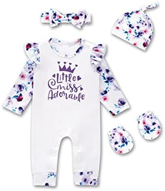 תינוקת יילוד תינוקת גוף גוף מכתב תינוק פרחים הדפס סרבל חלבון בגדים בגדים