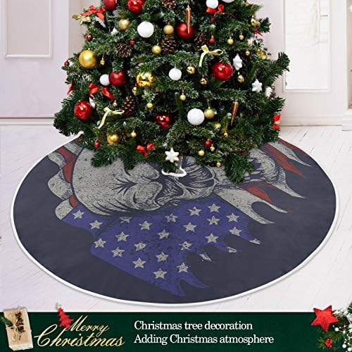 קישוט חצאית עץ חג המולד של אלזה, קישוט חצאית מיני עץ קטן 35.4 אינץ 'עם דגל ארהב לגולגול