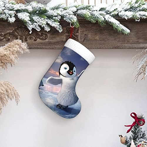 PSVOD פינגווין שמח שנה חדשה גרביים דקורטיביות תלויות גרבי חג מולד