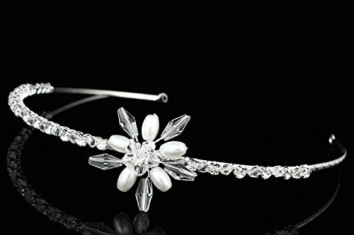 סמקי ייחודי אסימטרית כלה חתונת קריסטל חרוזים פרל פרח בגימור נזר טיאר834