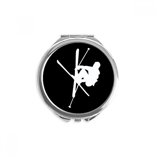 סקייטבורד שחור ספורט מתאר יד קומפקטי מראה עגול נייד כיס זכוכית