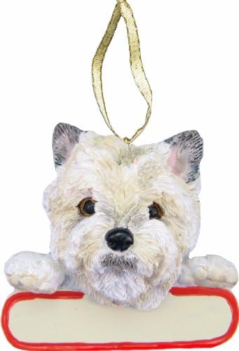 חיות מחמד E&S קישוט טרייר קישוטים של סנטה עם צלחת שם מותאם אישית מתנה נהדרת לאוהבי Cairn Terrier