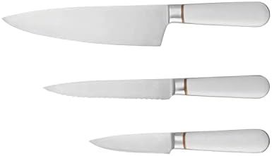 3-חתיכה מזויף מטבח שף סכין סט בלבן עם זהב מבטאים