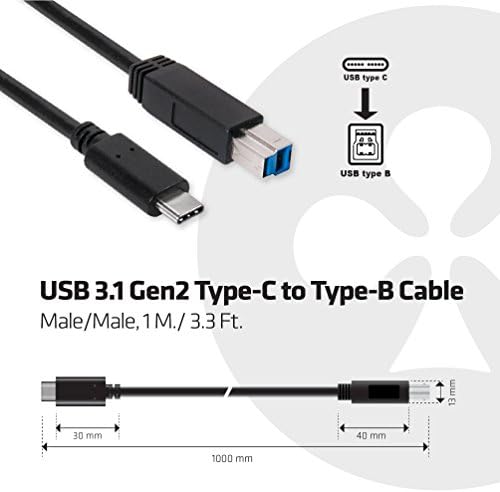 Club3D CAC-1524 USB 3.1 GEN2 10GBPs TYPE-C TO סוגית כבל B זכר, שחור