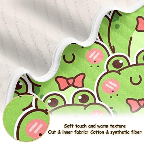 שמיכת חוטף צפרדע ירוקה חמודה שמיכת כותנה לתינוקות, קבלת שמיכה, שמיכה רכה משקל קלה לעריסה, טיולון, שמיכות