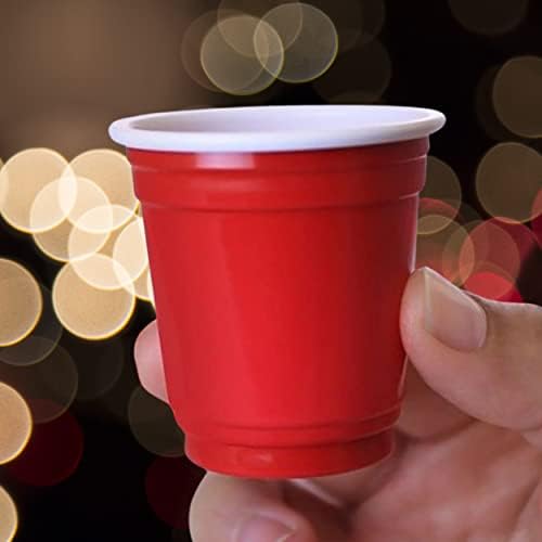 מציאות למסיבות כוסות פלסטיק 2 אונקיות - כוסות פלסטיק חד פעמיות מיני אדומות, זריקות ג ' לי, גודל מושלם להגשת