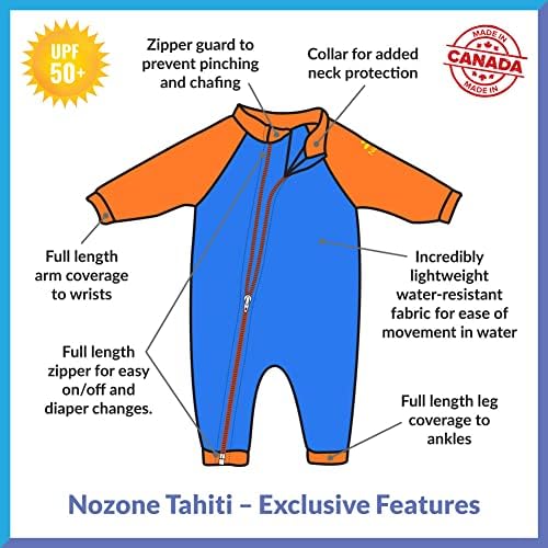 נוזון טהיטי בגד ים מגן שמש עם רוכסן מלא, עד 50+, בבחירת הצבעים שלך
