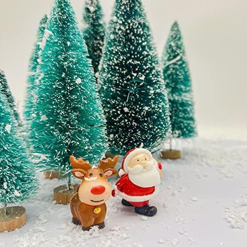 26 PC עצי אורן לחג המולד עצי שלג מלאכותי עצי כפור עם בית הכפר סנטה סאק אייל ומיני רחוב אור חג המולד עציץ