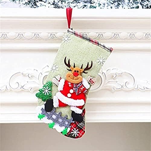 Huangxing - גרבי חג המולד של פוליאסטר קטיפה חג המולד גרביים גרביים תיק מתנה עץ חג המולד קישוט קלאסי