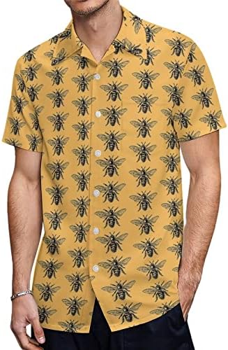 דבורי בומבוס גברים של חולצות קצר שרוול כפתור למטה קיץ חוף חולצה כושר רגיל חולצות גרפי טיז