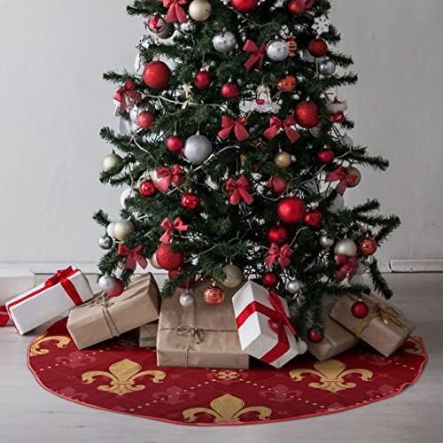 קישוט שושן זהב מלכותי חצאית עץ חג המולד קטיפה רכה אדומה מכוסה למסיבת חג המולד קישוטים חגיגיים מקורה בחוץ