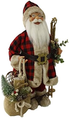 קולקציית Windy Hill 16 אינץ 'אינץ' משובצת באפלו עם צעצוע יוטה שק צעצועים סנטה קלאוס חג המולד פסלון איור