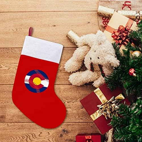 דגל קולורדו בייסבול גרבי חג המולד אדום קטיפה עם תיק ממתקים לבן קישוטי חג המולד ואביזר מסיבה משפחתית