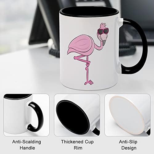 משקפי שמש חמודים פלמינגו קרמיקה ספל יצירתי שחור בתוך כוס קפה קפה ספלי ידית עמידות מתנות ייחודיות