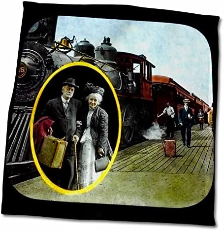 3drose עתיק אדוארד צבע מגלשה בסביבות 1910 נסיעות ברכבת - מגבות