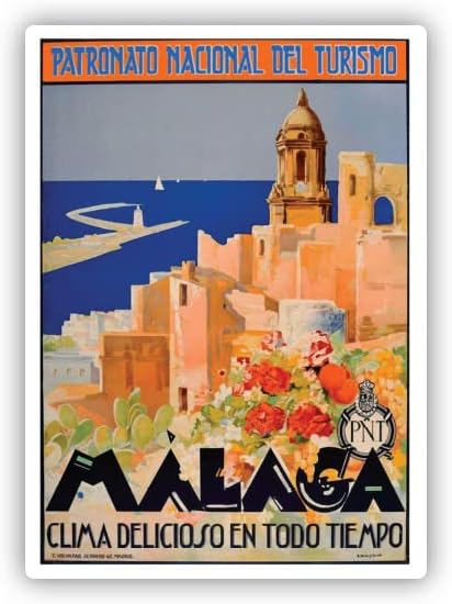 Squiddy Malaga Spain Travel Travel - מדבקות מדבקה ויניל לטלפון, מחשב נייד, בקבוק מים