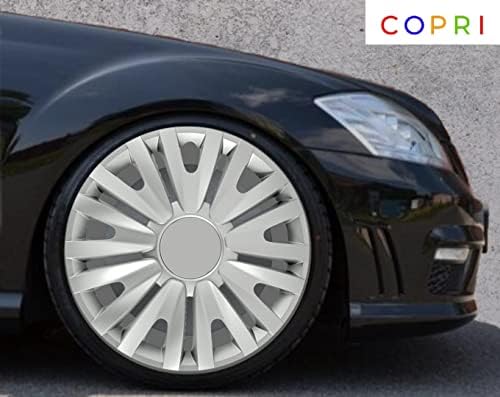 סט של כיסוי גלגלים בגודל 15 אינץ 'סילבר אוניברסלי Hubcap מתאים לרוב המכוניות Snap-On