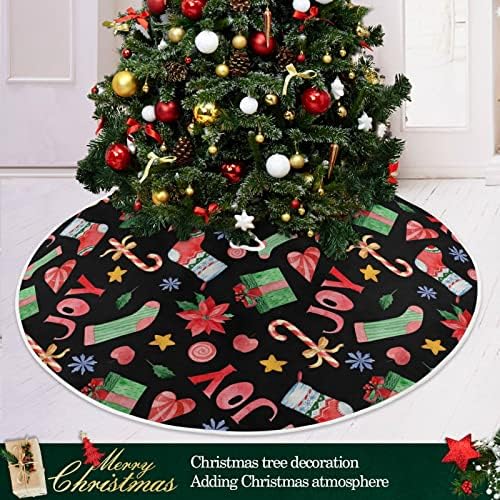 קישוט חצאית עץ חג המולד של Alaza, קישוט חצאית מיני עץ מיני קטן 35.4 אינץ 'עם שנה טובה ויום חג המולד לחג המולד