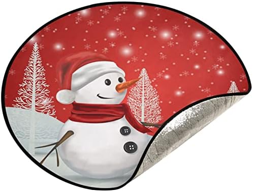 visesunny מחצלת עץ חג המולד איש שלג על עץ פתית שלג אדום מעמד מחצלת מגן רצפה סופג עץ עץ מחצלת מגש לחג