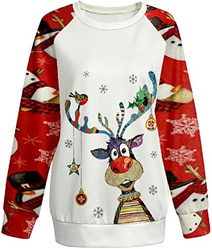 נשים מכוער חג המולד סוודר צבע איל צווארון עגול חג סוודר חולצות בציר גרפי חולצה חולצה