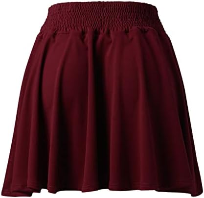 נשים קלאסי יומי אלגנטי מזדמן מוצק צבע חצאית קפלים מותניים עיצוב מיני חצאית קטיפה עץ חצאית