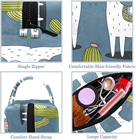תיק קוסמטי של TbouoBt לנשים, תיקי איפור מרווחים מרחבים כיס טואלט מתנה לטיול, Cartoon Animal Llama