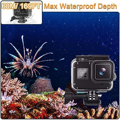 מארז דיור אטום למים עבור GoPro Hero8, מעטפת צלילה מתחת למים עם סוגר ל- Go Pro 8 ערכת אביזרי מצלמה פעולה