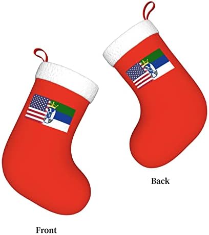 דגל אמריקאי ודגל סרבי גרבי חג המולד, מתנות למסיבת חג חג המולד לקישוטים לחג משפחתי 18 אינץ '