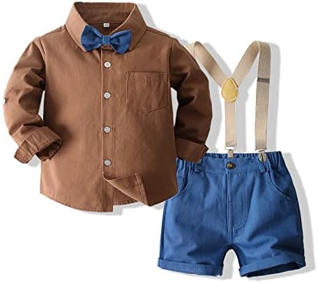 חולצת תינוק של קימוקאט וחולצת עניבה מערכי שרוול ארוך ארוג למעלה+ קשת קשת+ מכנסיים קצרים עם תלבושות