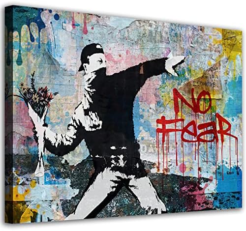 קיר קיר קיר קיר זעם זעם פרחים גרעין גרפיטי רחוב אמנות הדפס איש זורק פרח בונקט אין פחד מעוררת השראה תרבות פופ תרבות