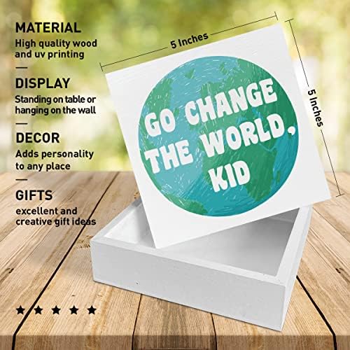 שולחן משתלת עיצוב קופסאות עץ עיצוב, לכו לשנות את הילד העולמי, תפאורה למשתלה לילדים ילדים ילדים