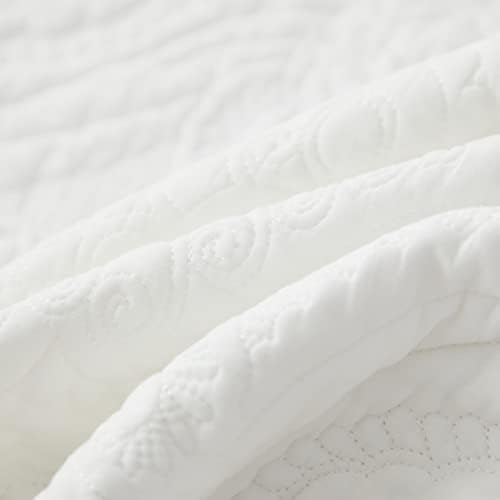 Brandream White Damask רופפות שמיכה לזרוק לשמיכת מיטה מיטת כותנה מיטת מיטת יום 47 x 60 אינץ 'שמיכות דקורטיביות