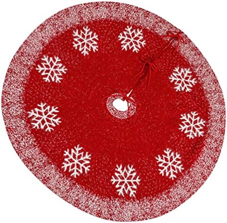 טוינדונה שטיח לבן עגול עץ חג המולד קישוט עץ עץ חצאית פתית שלג חצאית עץ עץ חג המולד אדום לחג עץ